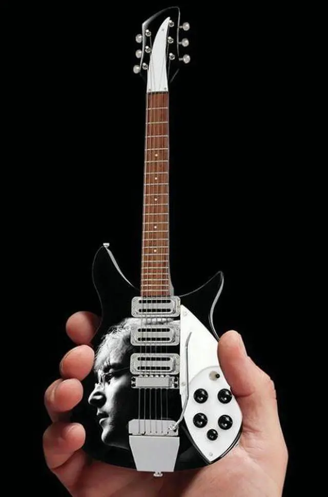 Alt view image 2 of 3 - Axe Heaven Licensed Fab Four - John Lennon Tribute Mini Guitar - Radio Days (FF-004)
