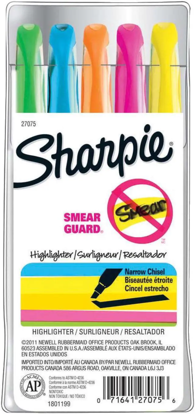 Alt view image 4 of 4 - Sharpie Accent Pocket Style Highlighter Chisel Tip Assorted Colors 5/Set 27075