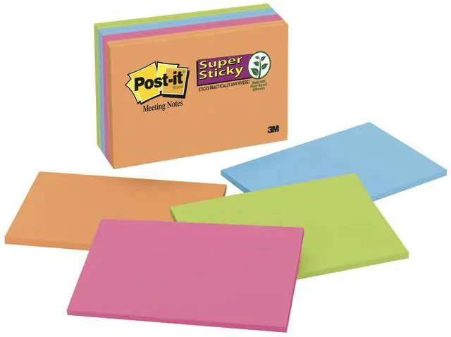 Alt view image 7 of 20 - Post-it Meeting Notes in Rio de Janeiro Colors 6 x 4 45-Sheet 8/Pack 6445SSP