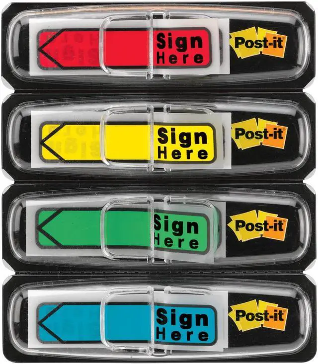 Alt view image 6 of 20 - 3M 684SH Arrow Flags    Sign Here    4 Colors with Dispensers  120 Pack