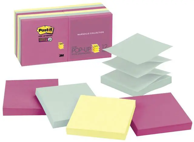 Alt view image 9 of 20 - Post-it Original Pop-up Refill 3 x 3 Assorted Marseille Colors 100-Sheet 12/Pack R33012AP