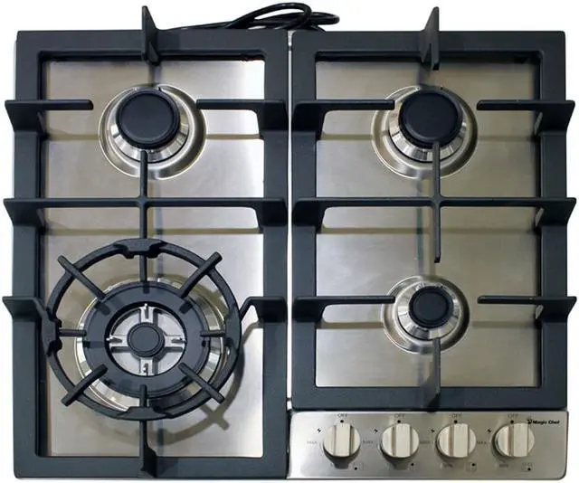 Alt view image 3 of 3 - Magic Chef MCSCTG24S 24" Stainless Steel Gas Cooktop With 4 Burners