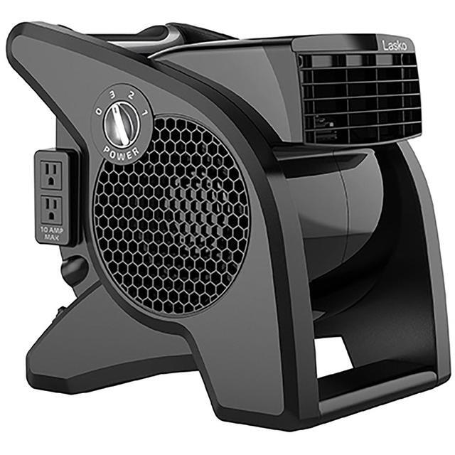 Alt view image 7 of 11 - Lasko High Velocity Fan, 15", 375 CFM, Professional Utility Pivoting Blower Fan with 3 Speeds, 2 Accessory Outlets, 120V, Black, Model U15617