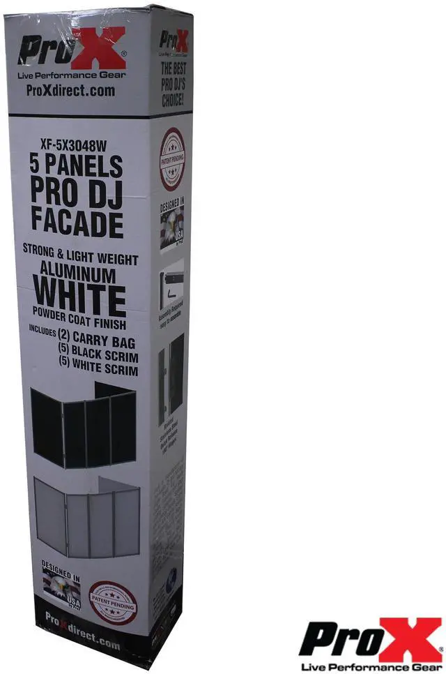 Alt view image 4 of 9 - ProX XF-5X3048W 5 Panel - White Frame DJ Facade W-SS Quick Release 180 Hinges