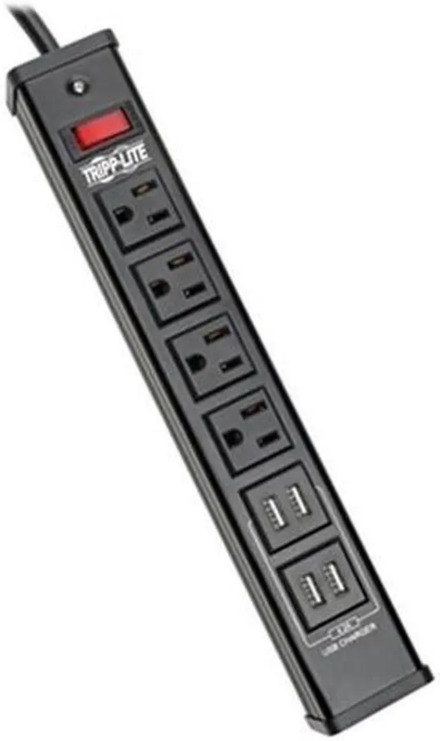 Alt view image 3 of 10 - TRIPP LITE TLM446USBB 6.0 Feet 4 Outlets 450 Joules Surge Protector with Metal Housing