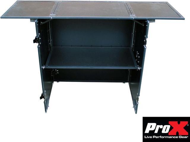 Alt view image 4 of 13 - ProX XS-DJSTNBL Transformer Series DJ Folding Workstation Table - Fold Away W-Wheels | Black on Black