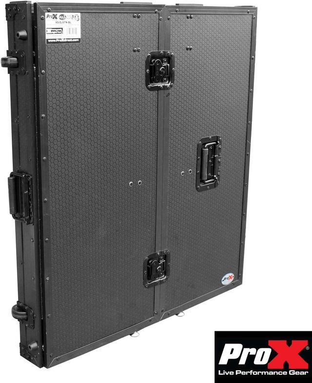 Alt view image 5 of 13 - ProX XS-DJSTNBL Transformer Series DJ Folding Workstation Table - Fold Away W-Wheels | Black on Black