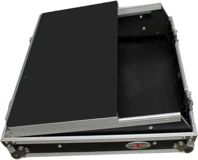 Alt view image 4 of 13 - prox cases x19mixlt top load dj mixer road gig ready flight combo rack w/gliding laptop shelf