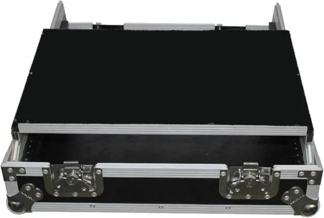 Alt view image 5 of 13 - prox cases x19mixlt top load dj mixer road gig ready flight combo rack w/gliding laptop shelf