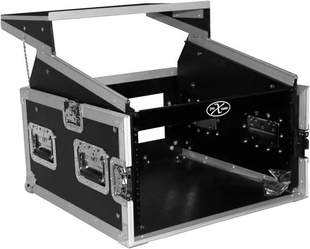 Alt view image 3 of 9 - ProX Cases T-6MRLT 6 Space 10U Top Load Slant DJ Mixer Flight Road Gig Ready Combo Rack w/Gliding Laptop Shelf