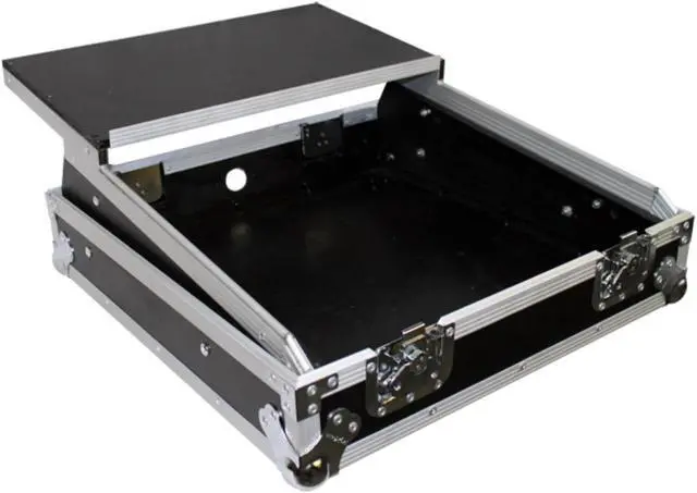 Alt view image 3 of 13 - prox cases x19mixlt top load dj mixer road gig ready flight combo rack w/gliding laptop shelf