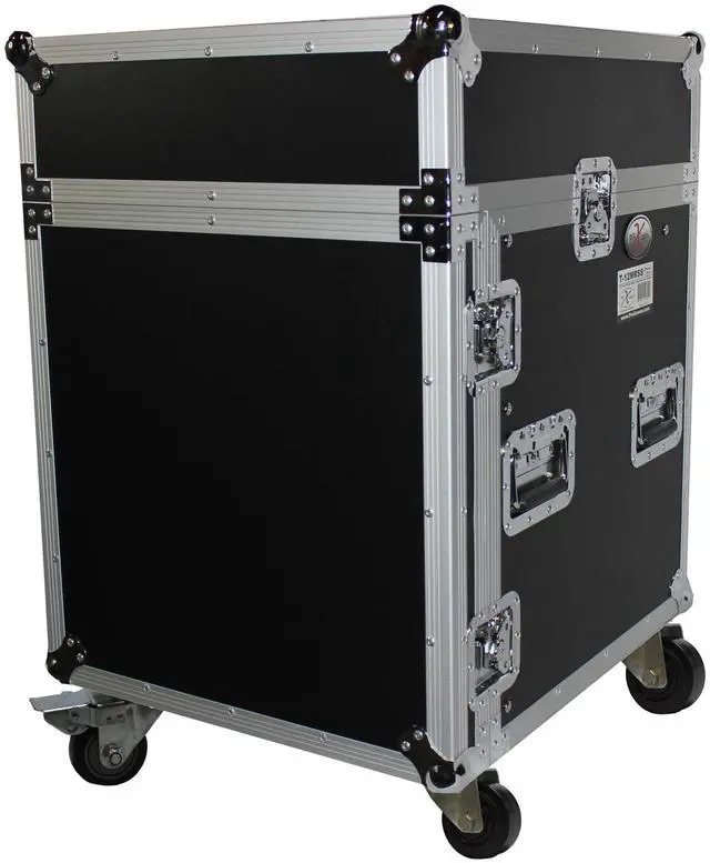 Alt view image 5 of 13 - prox cases t12mrlt 12 space 10u top load slant dj mixer  road gig ready flight combo rack w/gliding laptop shelf