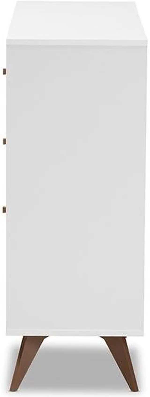 Alt view image 11 of 20 - Baxton Studio Savino Mid-Century Modern White and Walnut Finished Wood Wine Cabinet