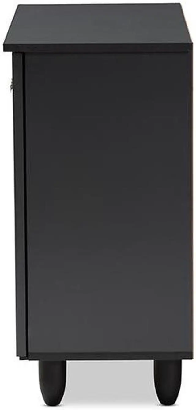 Alt view image 5 of 13 - Baxton Studio Winda Modern and Contemporary Dark Gray 2-Door Wooden Entryway Shoe Storage Cabinet