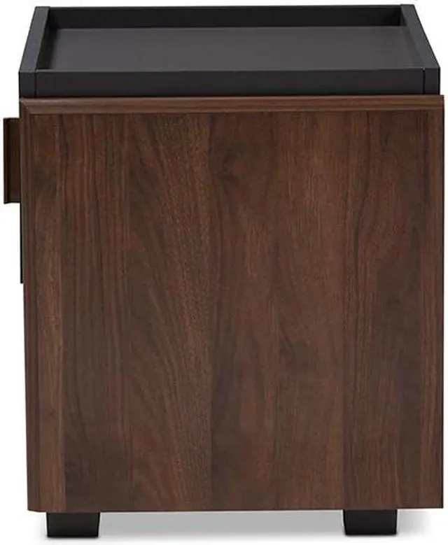 Alt view image 6 of 20 - Baxton Studio Rikke Modern and Contemporary Two-Tone Gray and Walnut Finished Wood 1-Drawer Nightstand