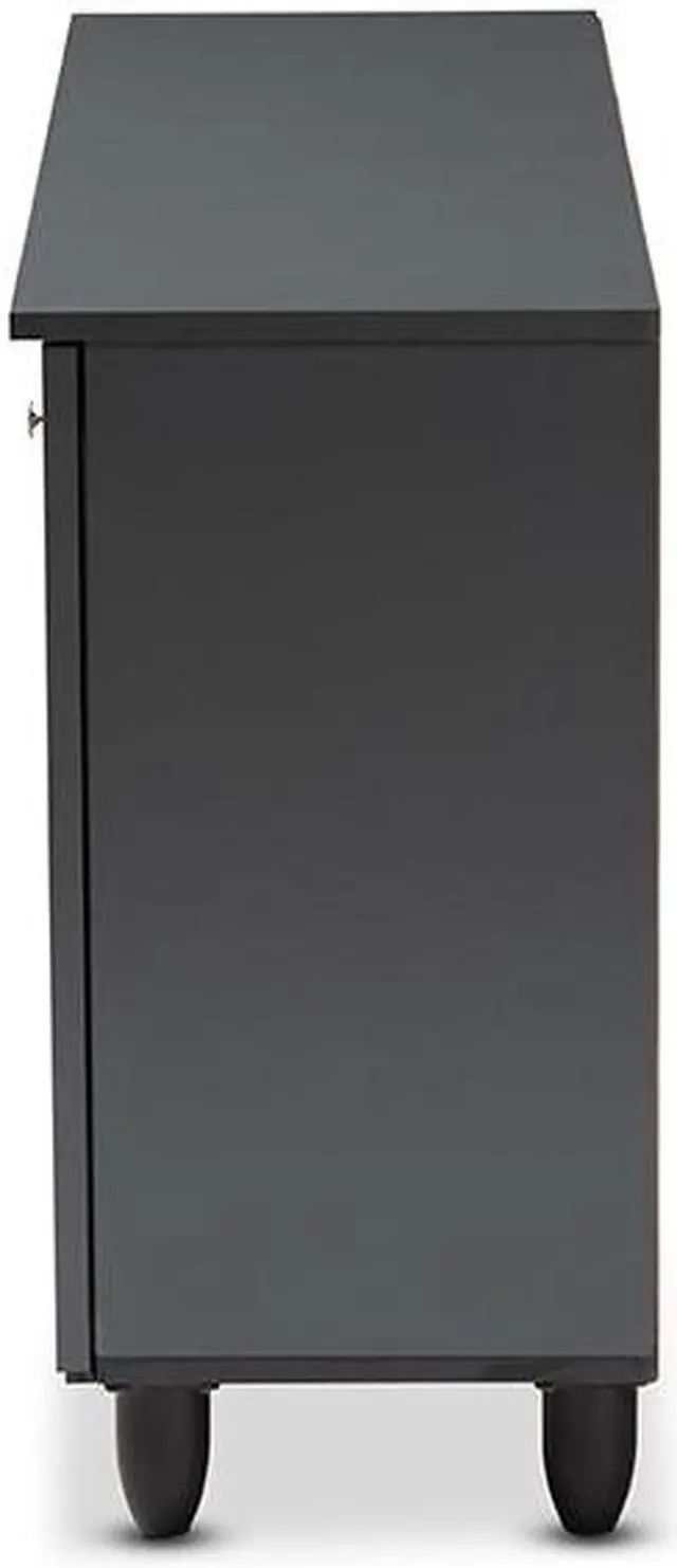 Alt view image 5 of 20 - Baxton Studio Fernanda Modern and Contemporary Dark Gray 3-Door Wooden Entryway Shoe Storage Wide Cabinet