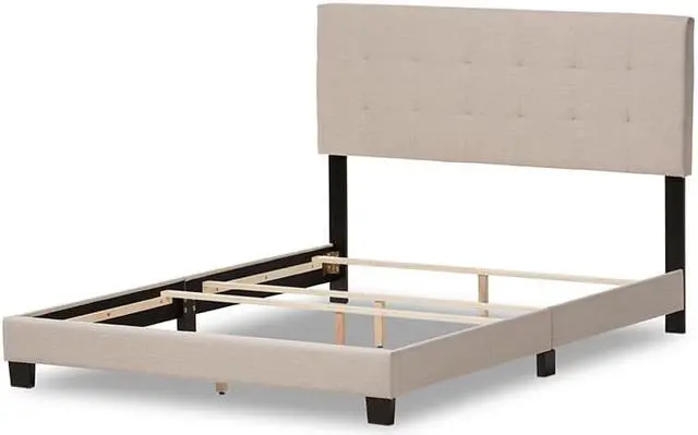 Alt view image 6 of 7 - Baxton Studio Brookfield Modern and Contemporary Beige Fabric Upholstered Grid-tufting Queen Size Bed