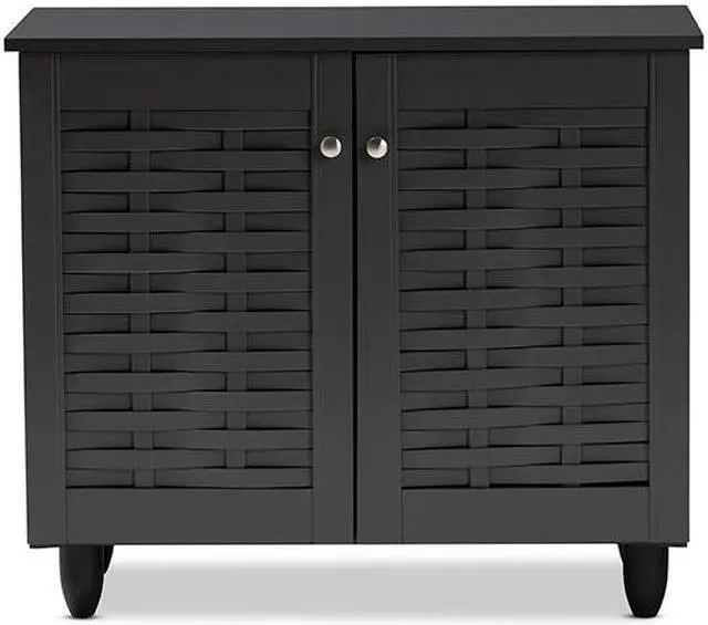 Alt view image 4 of 13 - Baxton Studio Winda Modern and Contemporary Dark Gray 2-Door Wooden Entryway Shoe Storage Cabinet