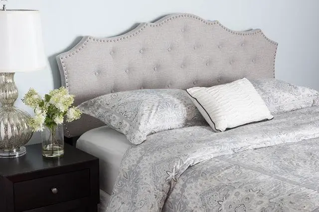 Alt view image 5 of 10 - Baxton Studio Aurora Modern and Contemporary Greyish Beige Fabric Full Size Headboard