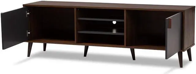 Alt view image 10 of 20 - Baxton Studio Samuel Mid-Century Modern Brown and Dark Grey Finished TV Stand