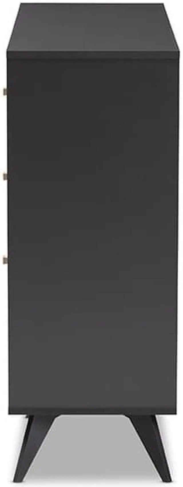 Alt view image 12 of 20 - Baxton Studio Savino Mid-Century Modern Dark Grey and Oak Finished Wood Wine Cabinet