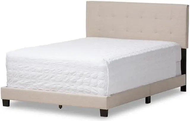 Alt view image 3 of 7 - Baxton Studio Brookfield Modern and Contemporary Beige Fabric Upholstered Grid-tufting Queen Size Bed
