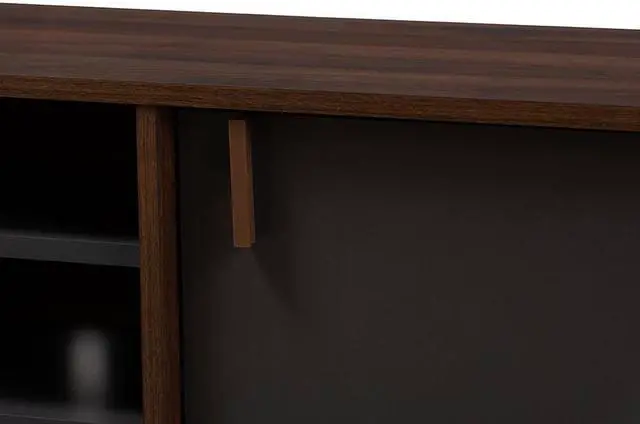 Alt view image 13 of 20 - Baxton Studio Samuel Mid-Century Modern Brown and Dark Grey Finished TV Stand