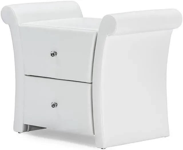 Alt view image 6 of 7 - Baxton Studio Victoria Faux Leather Upholstered Modern Nightstand, Large, White