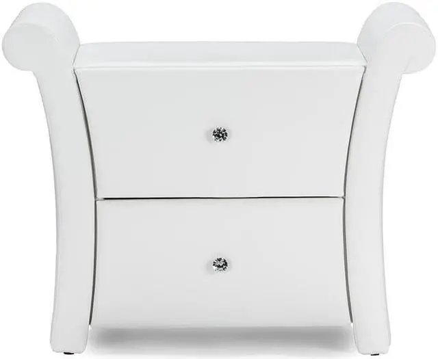 Alt view image 5 of 7 - Baxton Studio Victoria Faux Leather Upholstered Modern Nightstand, Large, White
