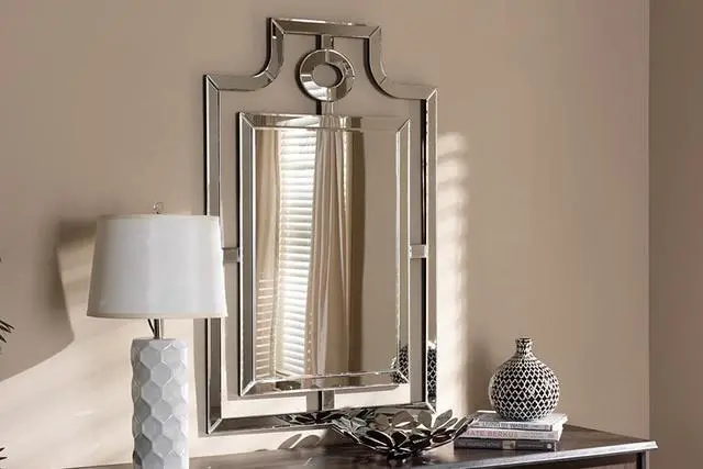 Alt view image 5 of 8 - Baxton Studio Iria Modern and Contemporary Silver Finished Pagoda Wall Accent Mirror