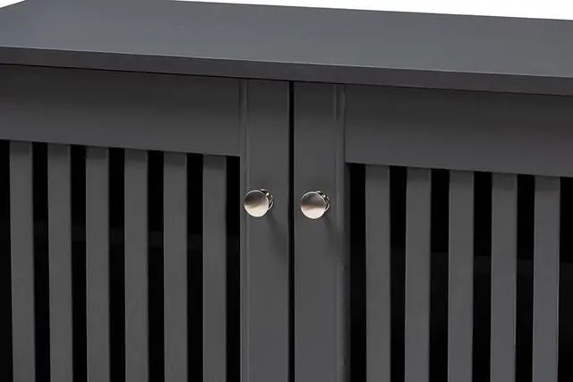 Alt view image 6 of 20 - Baxton Studio Fernanda Modern and Contemporary Dark Gray 3-Door Wooden Entryway Shoe Storage Wide Cabinet