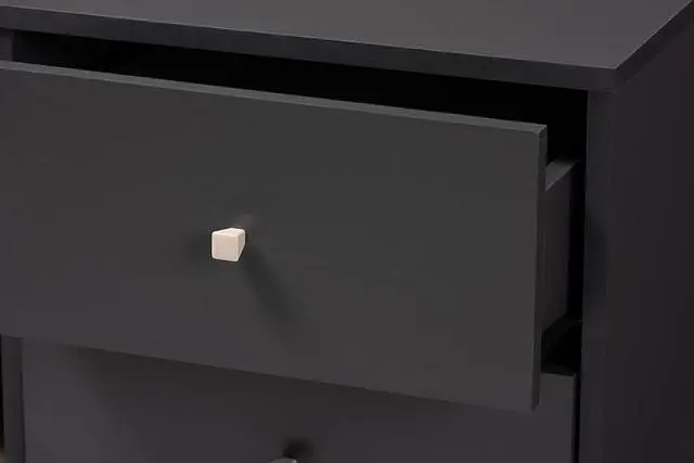 Alt view image 13 of 20 - Baxton Studio Savino Mid-Century Modern Dark Grey and Oak Finished Wood Wine Cabinet