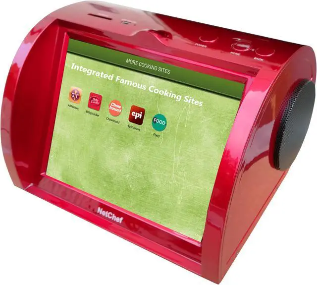 Alt view image 9 of 10 - Kitchen Entertainment, Counter-top Design, Hi-Fi Speakers, Audio Book, 15K+ Radio Stations, Streaming Videos, Movies, Music, Auto Wi-Fi, Plug & Play, Social Media, Recipes, 8”Touch Panel, NC820-RED