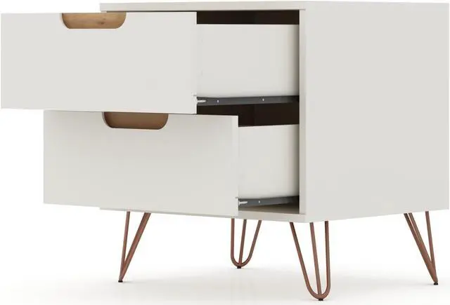 Alt view image 17 of 20 - Manhattan Comfort Rockefeller Modern Home 2 Drawer Nightstand Drawer, Off White
