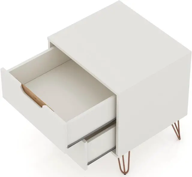 Alt view image 18 of 20 - Manhattan Comfort Rockefeller Modern Home 2 Drawer Nightstand Drawer, Off White