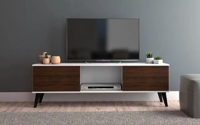 Alt view image 3 of 13 - Doyers 53.15 TV Stand in White and Nut Brown