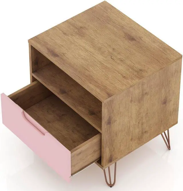 Alt view image 5 of 20 - Rockefeller 1.0  Nightstand in Nature and Rose Pink