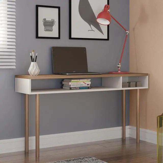 Alt view image 3 of 13 - Windsor 47.24 Console Accent Table in Off White and Nature