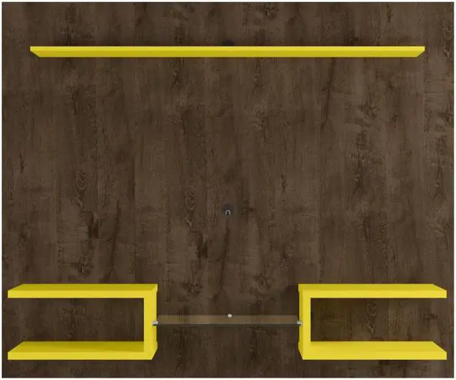 Main image of Plaza 64.25 Floating Entertainment Center in Rustic Brown and Yellow