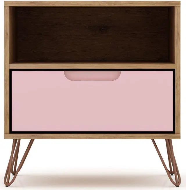 Main image of Rockefeller 1.0  Nightstand in Nature and Rose Pink