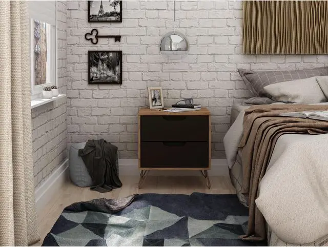 Alt view image 2 of 14 - Rockefeller 2.0 Nightstand in Nature and Textured Grey