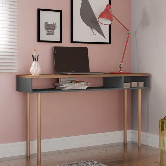 Alt view image 2 of 13 - Windsor 47.24 Console Accent Table in Grey and Nature