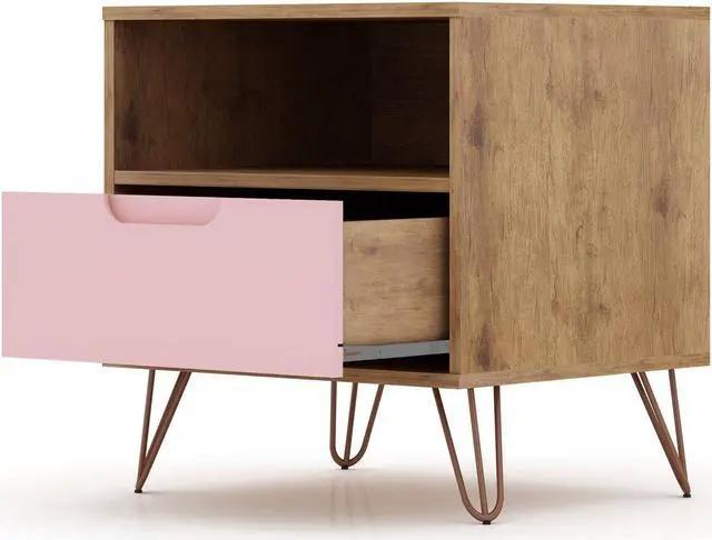 Alt view image 4 of 20 - Rockefeller 1.0  Nightstand in Nature and Rose Pink