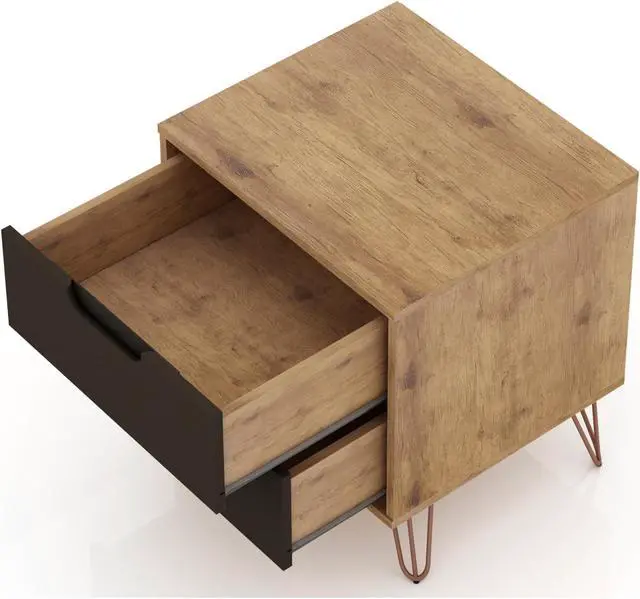 Alt view image 3 of 14 - Rockefeller 2.0 Nightstand in Nature and Textured Grey