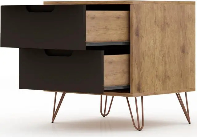 Alt view image 6 of 14 - Rockefeller 2.0 Nightstand in Nature and Textured Grey