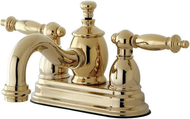 Alt view image 2 of 6 - Kingston Brass KS7102TL 4 in. Templeton Centerset Lavatory Faucet with Brass Pop-Up & Metal Lever Handle Polished Brass