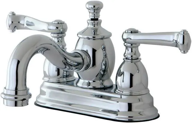 Alt view image 2 of 6 - Kingston Brass KS7101FL 4 in. Centerset Lavatory Faucet with Heritage Spout & Metal Lever Handle, Polished Chrome