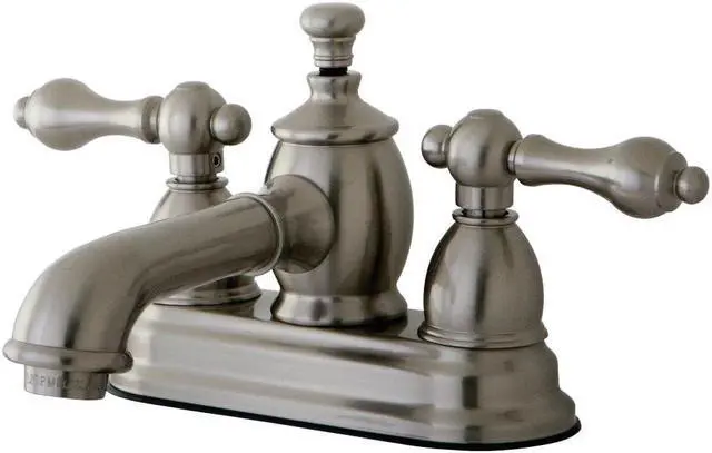 Alt view image 2 of 6 - Kingston Brass KS7008AL 4 in. English Country Centerset Lavatory Faucet with Brass Pop-Up with Metal Lever Handle, Satin Nickel