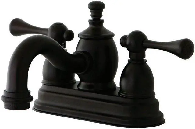 Alt view image 2 of 4 - Kingston Brass KS7105BL 4 in. Vintage Centerset Lavatory Faucet with Brass Pop-Up & Metal Lever Handle Oil Rubbed Bronze