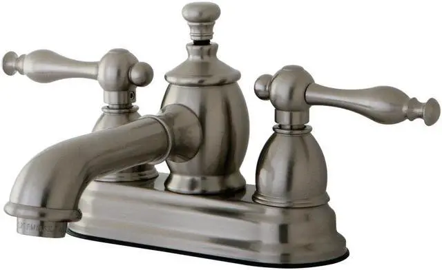 Alt view image 2 of 8 - Kingston Brass KS7008NL 4 in. Centerset Lavatory Faucet with Heritage Spout & Metal Lever Handle, Satin Nickel